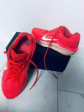 Nike Women's Vibrant Red Running Sneakers with White Swoosh